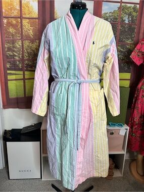 Polo Ralph Lauren Pink, Green & Lavender Striped Robe